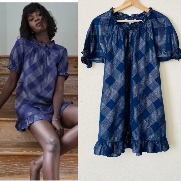 Hill House Tops - Hill House Navy Checkered Tunic